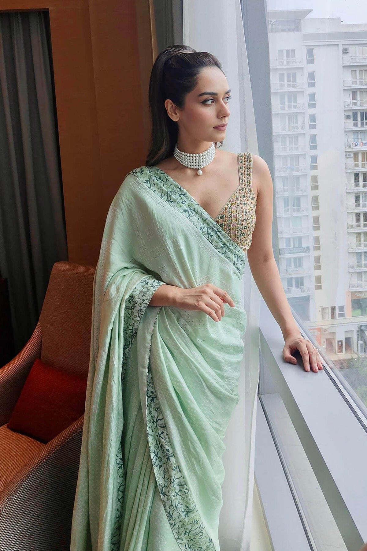 Mint Bandhani Saree