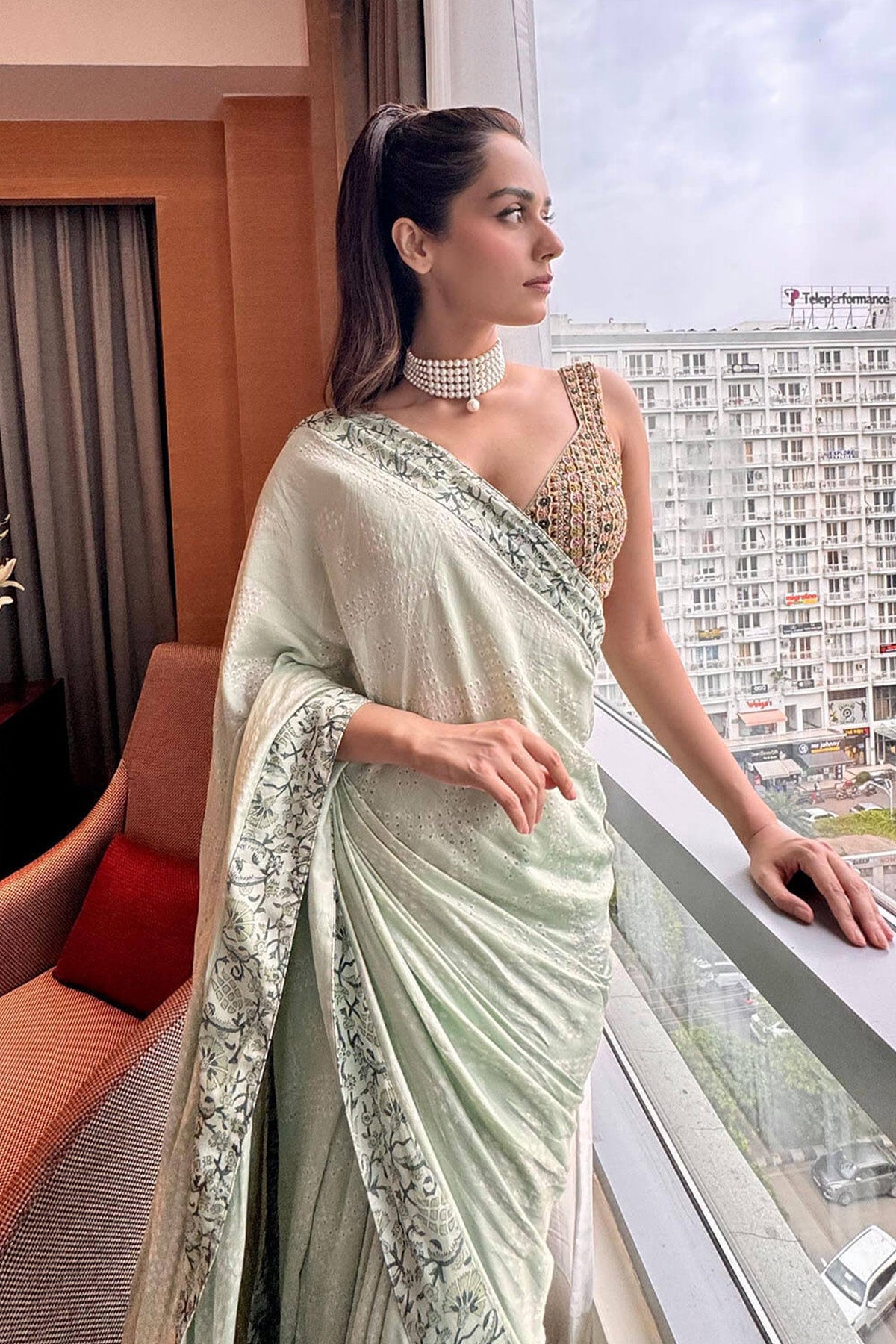 Mint Bandhani Saree
