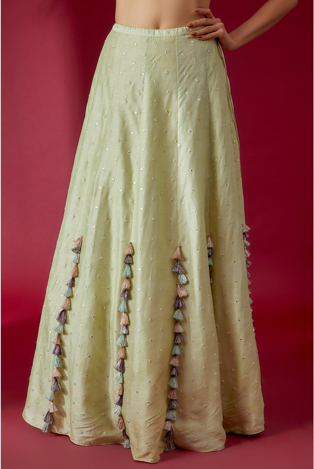 Mint Embroidered Choli & Lehenga