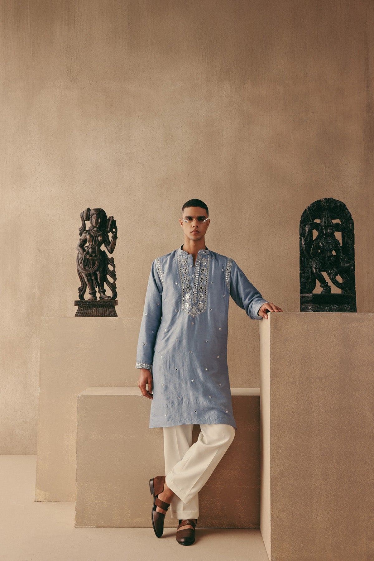 Mirror & Zari Embellished Kurta Set