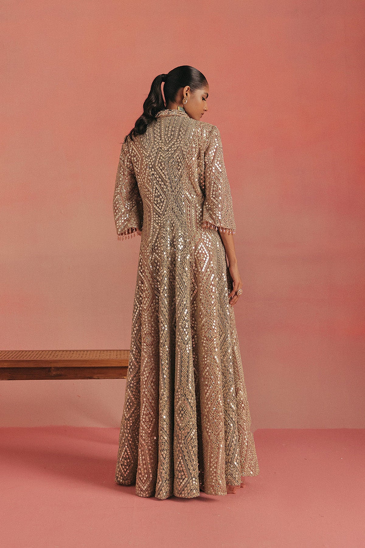 Mirrorwork Flared Skirt Pants