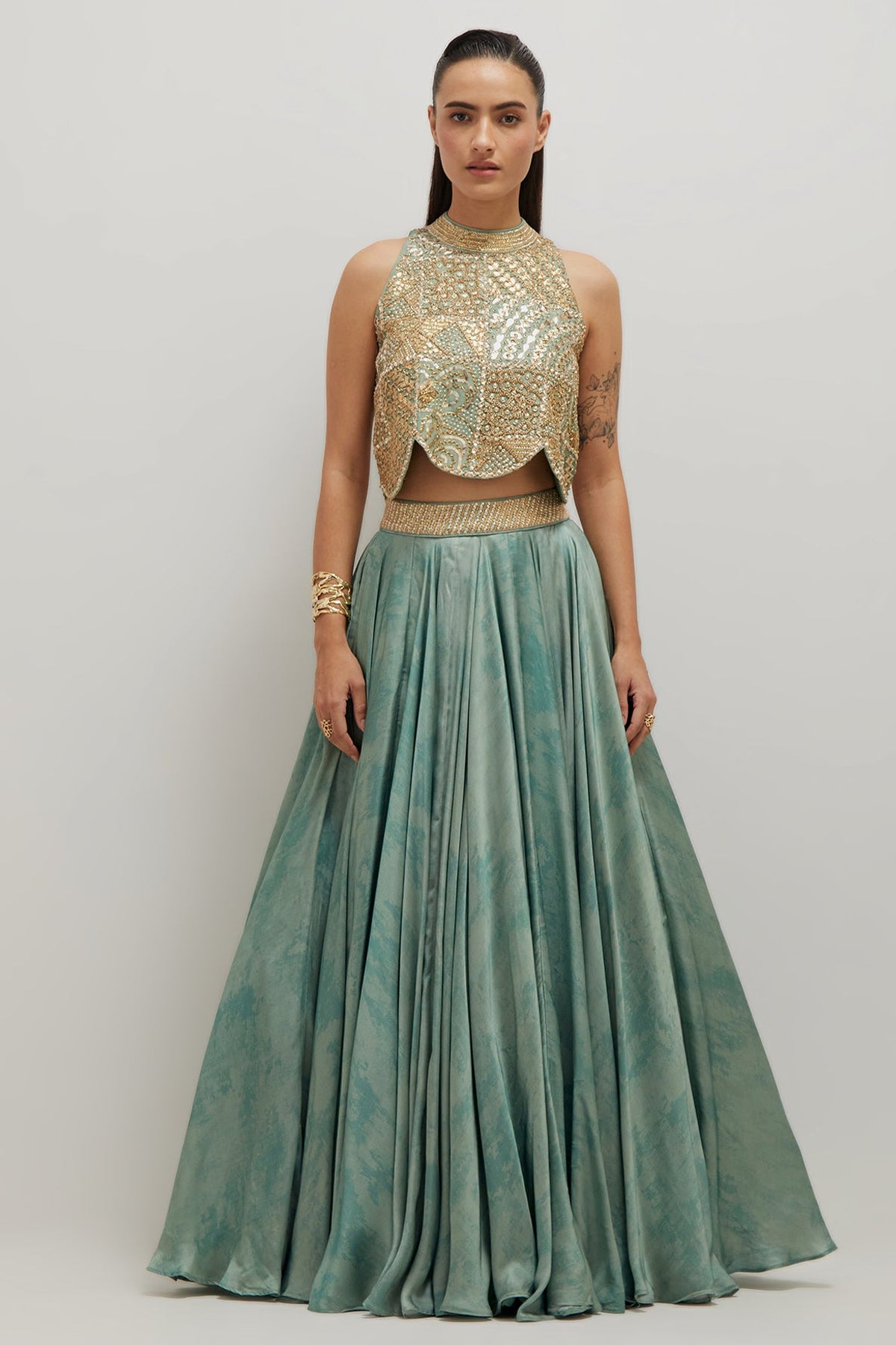 Artistic Scallop Top And Skirt