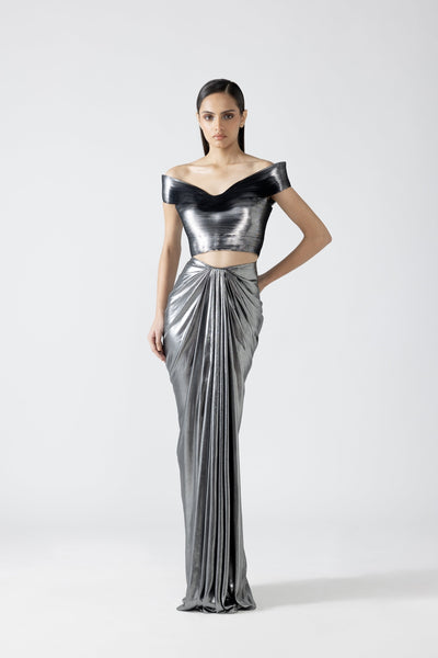 Moulded Metallic Top With Skirt - Ready To Ship