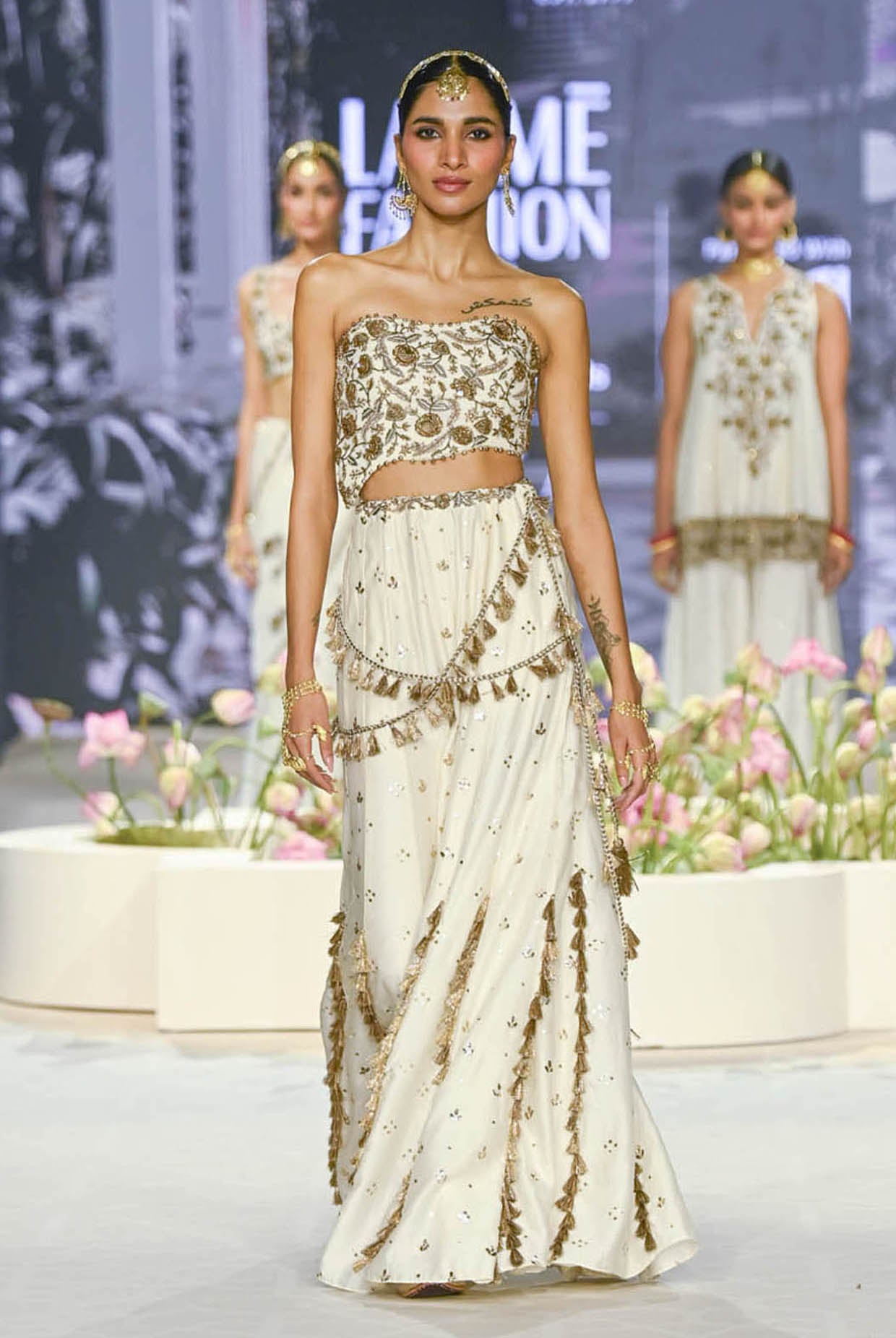 Nissa Off White Embroidered Choli With Sharara