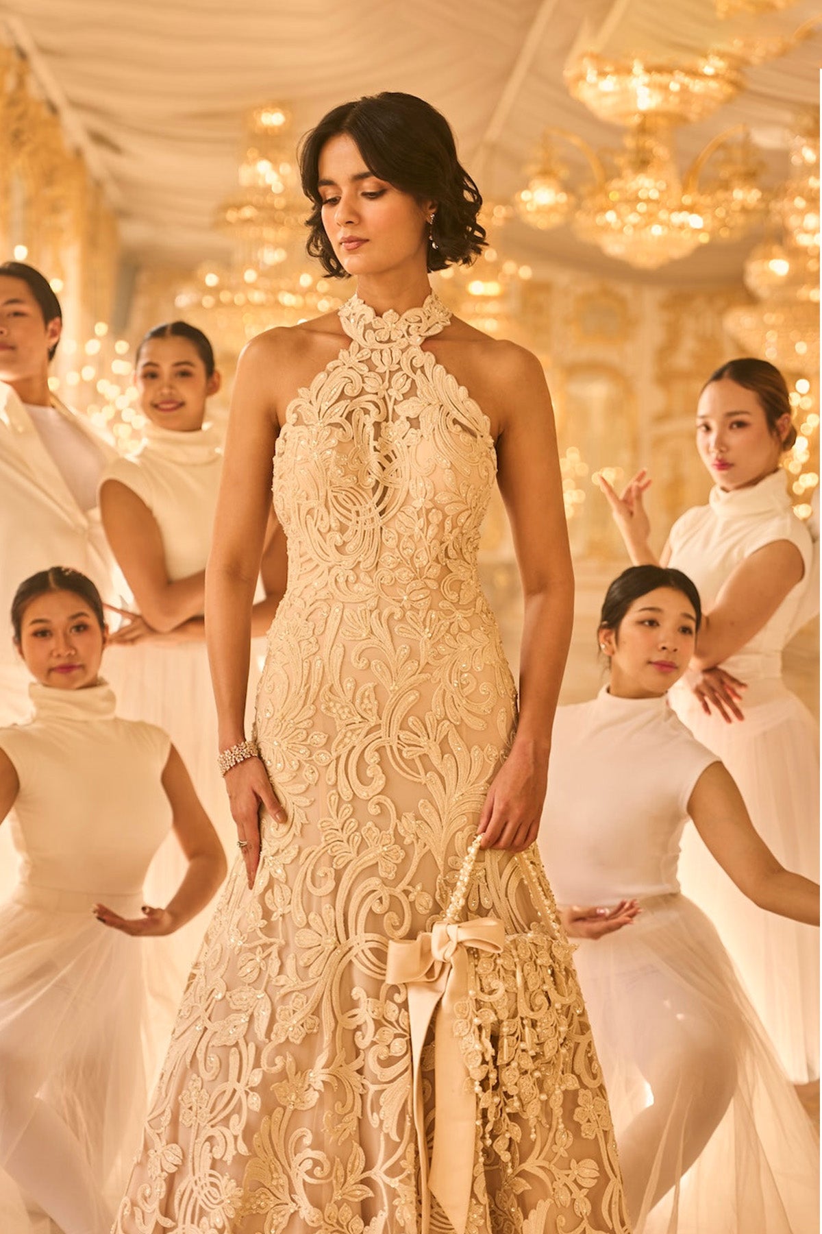 Nude Halter Neck Gown