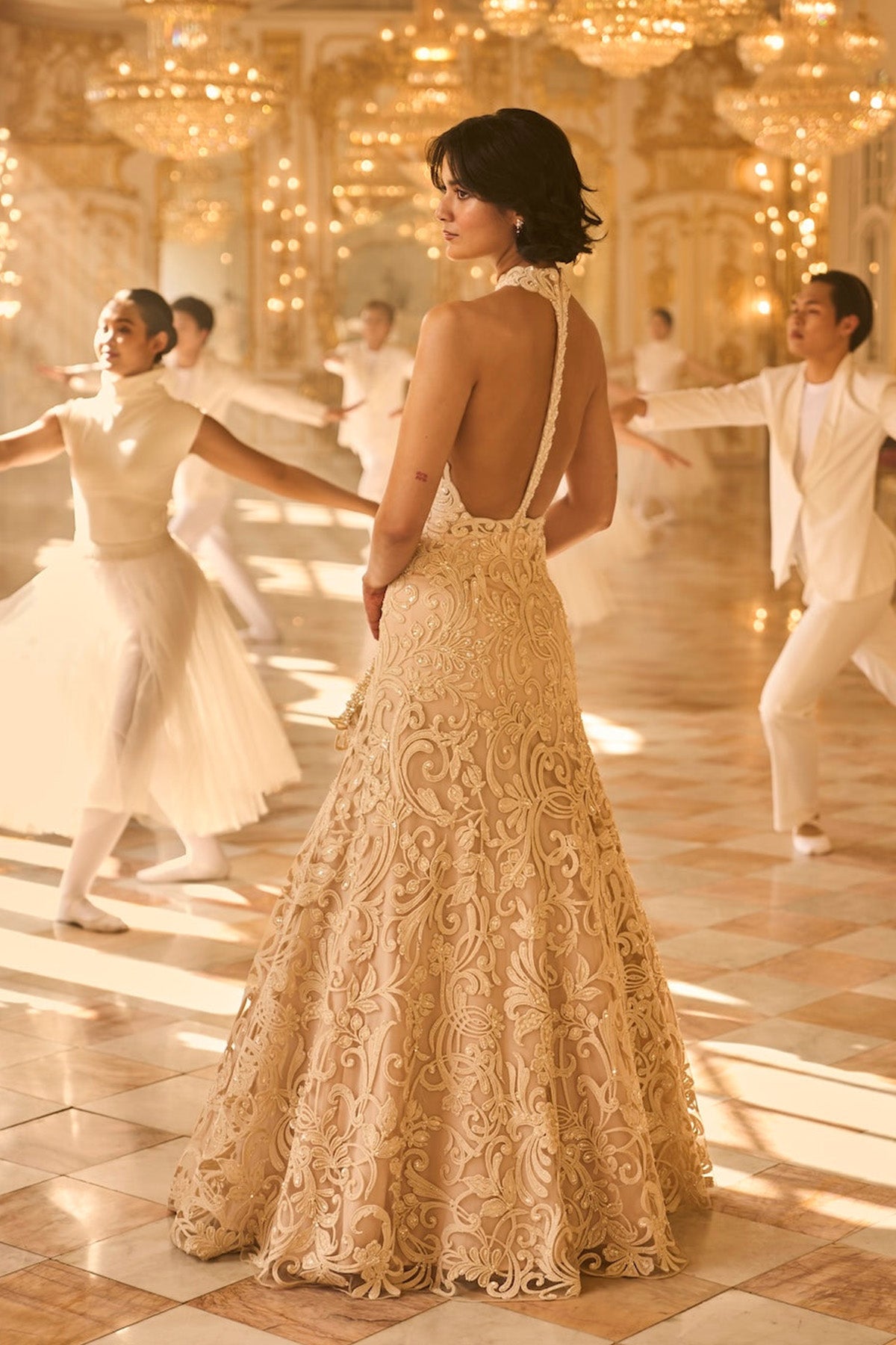 Nude Halter Neck Gown