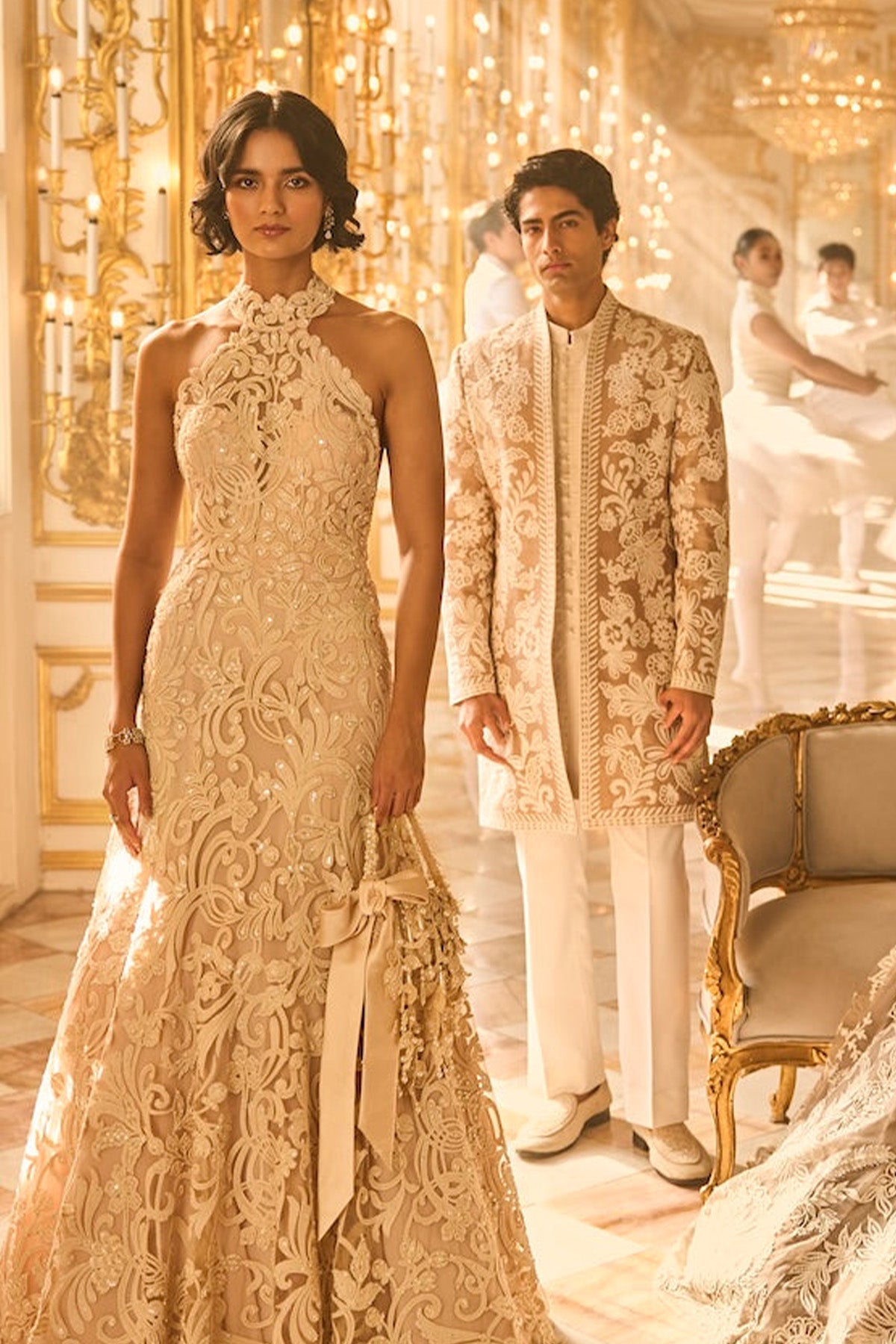 Nude Halter Neck Gown