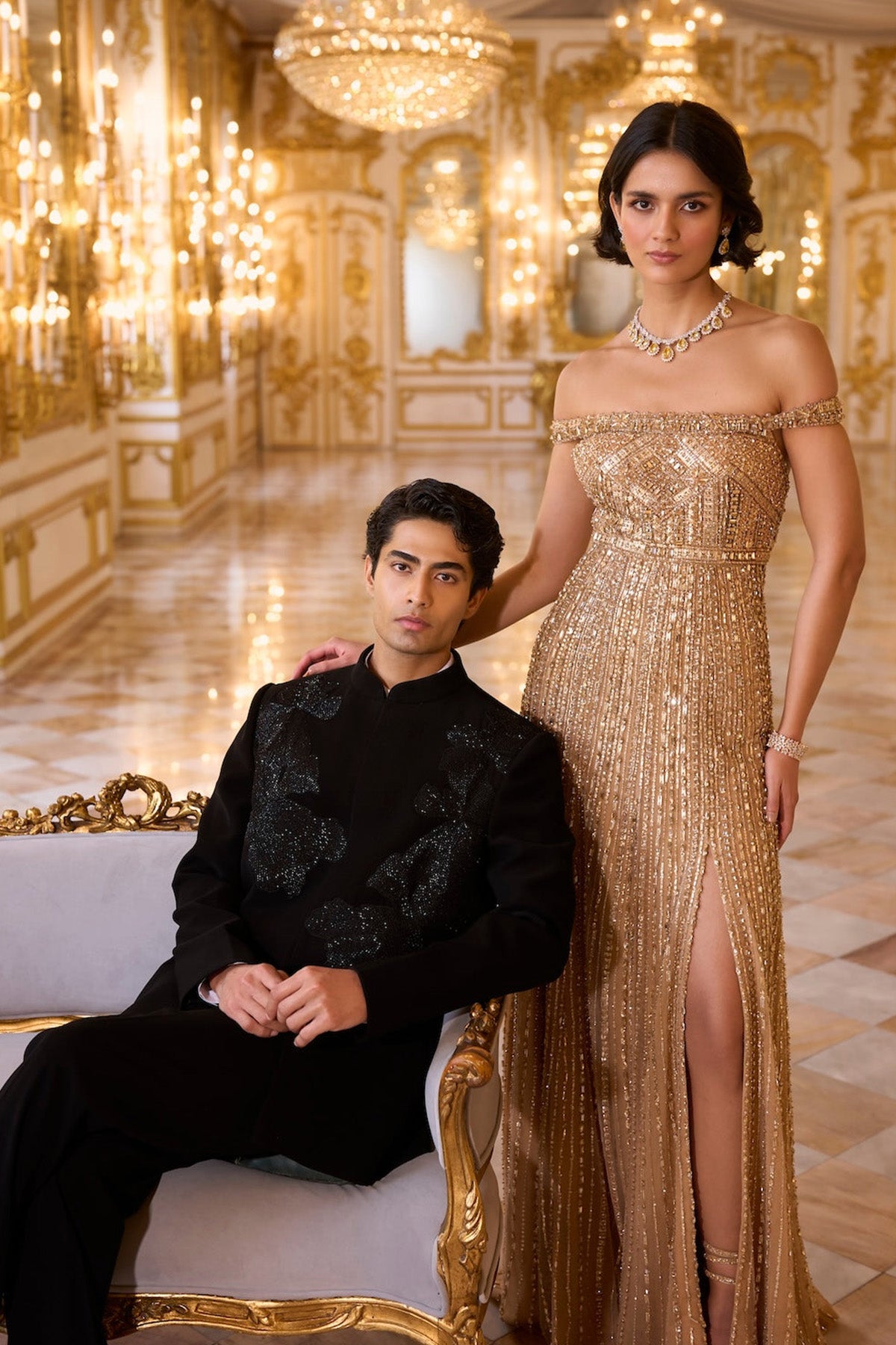 Off Shoulder Gold Gown