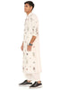 OFF WHITE ABLA SILK EMBROIDERED BOMBER KURTA WITH JOGGER PANT