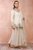 OFF WHITE EMBROIDERED KURTA WITH PALAZZO AND DUPATTA
