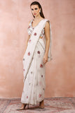 OFF WHITE GULBAGH EMBROIDERED CHOLI WITH PRE-STITCHED SAREE