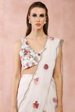 OFF WHITE GULBAGH EMBROIDERED CHOLI WITH PRE-STITCHED SAREE