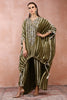OLIVE EMBROIDERED HIGH LOW KAFTAN WITH JOGGER PANT