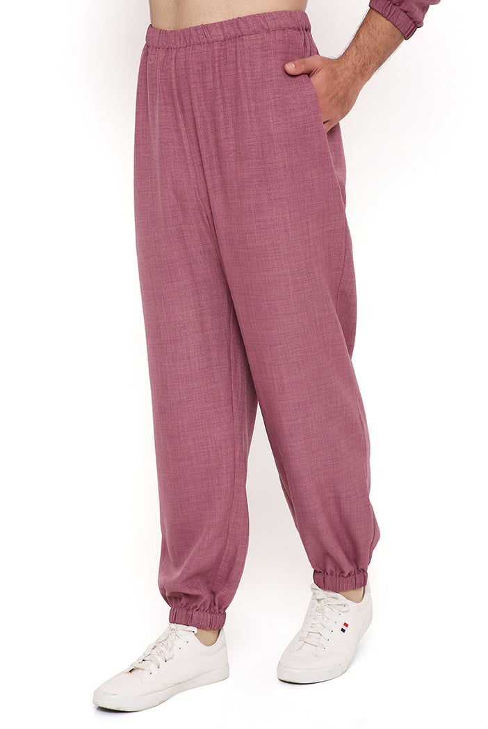 ONION PINK SOFT LINEN BOMBER KURTA WITH JOGGER PANT