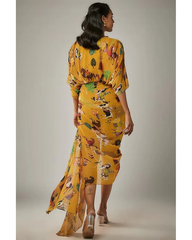 Mango Printed Drape Dress