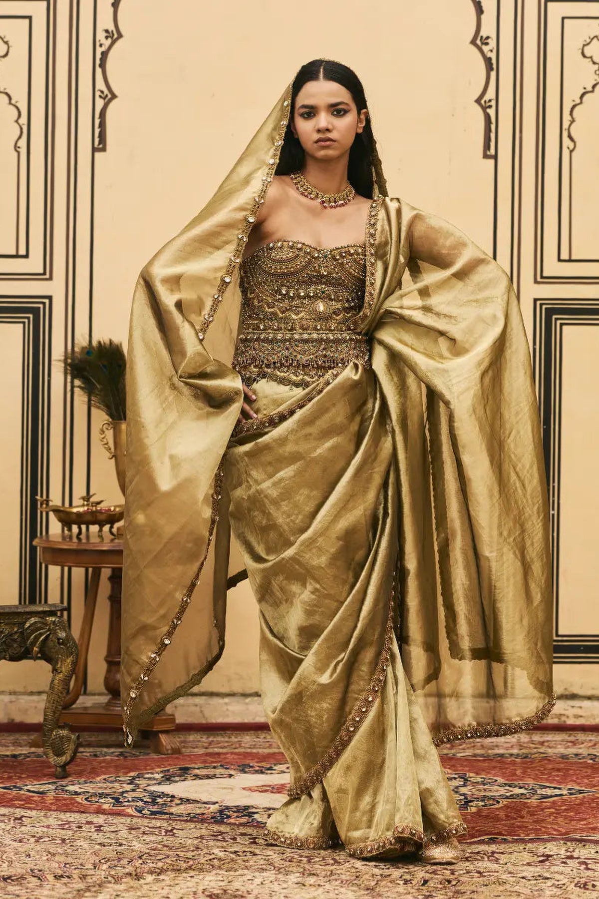 Pallavi Jadaau Corset Saree Set