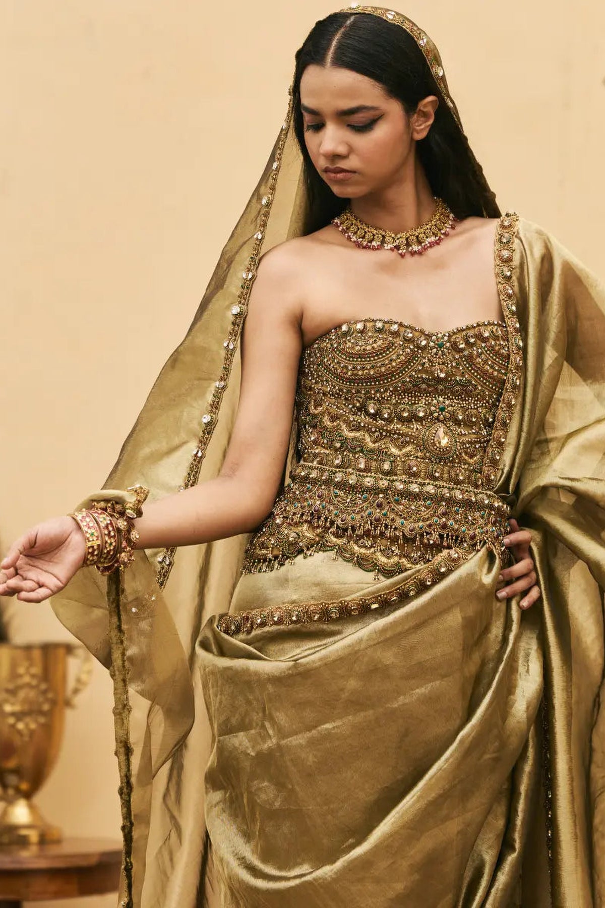 Pallavi Jadaau Corset Saree Set