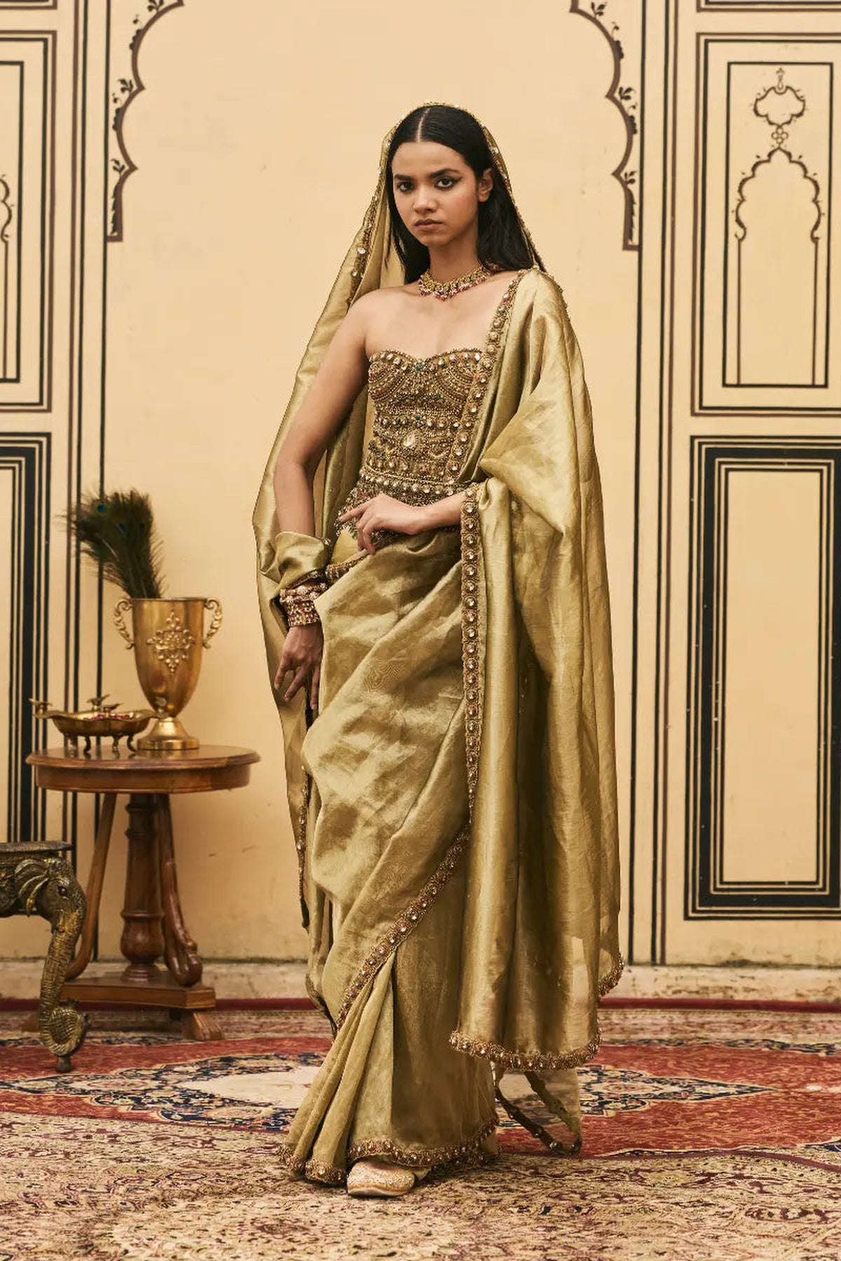 Pallavi Jadaau Corset Saree Set