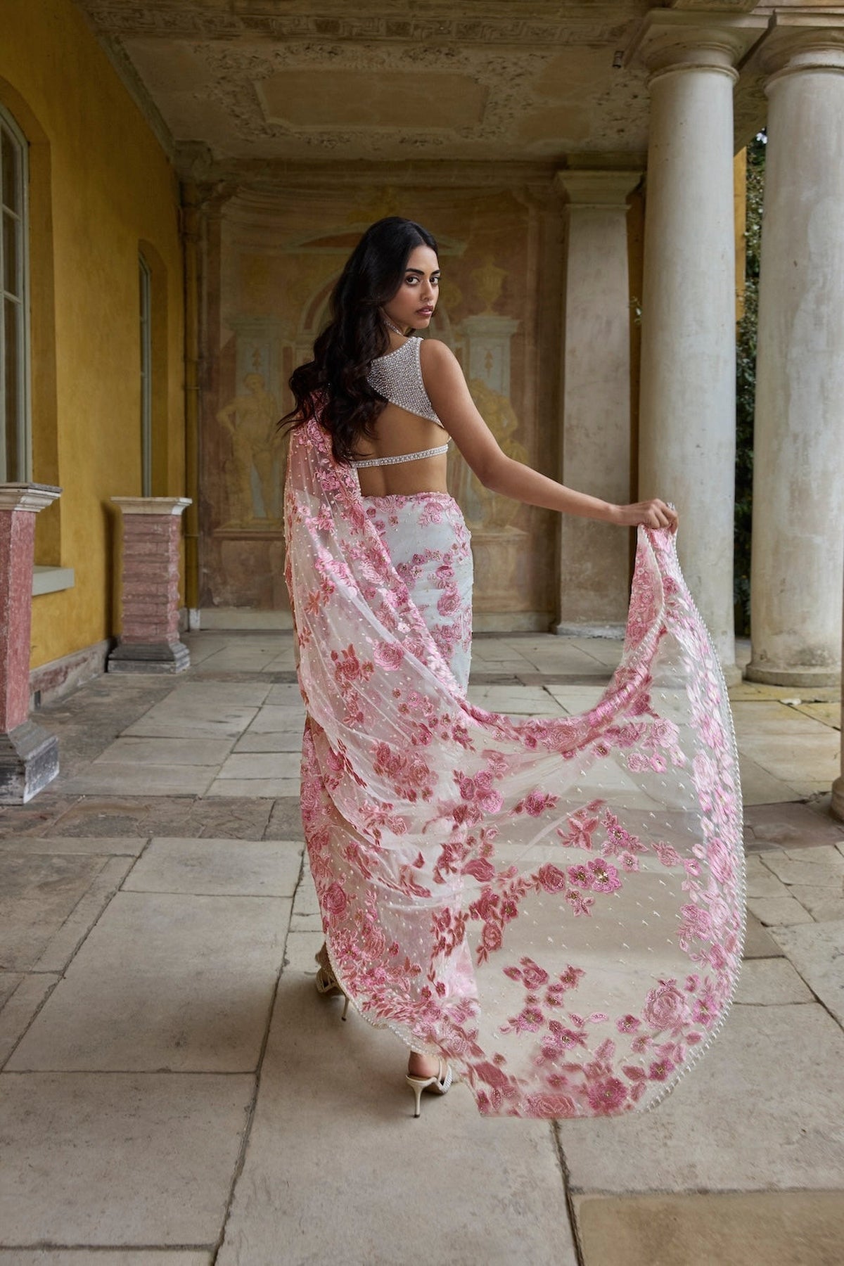 Pastel Pink Thread Work Saree