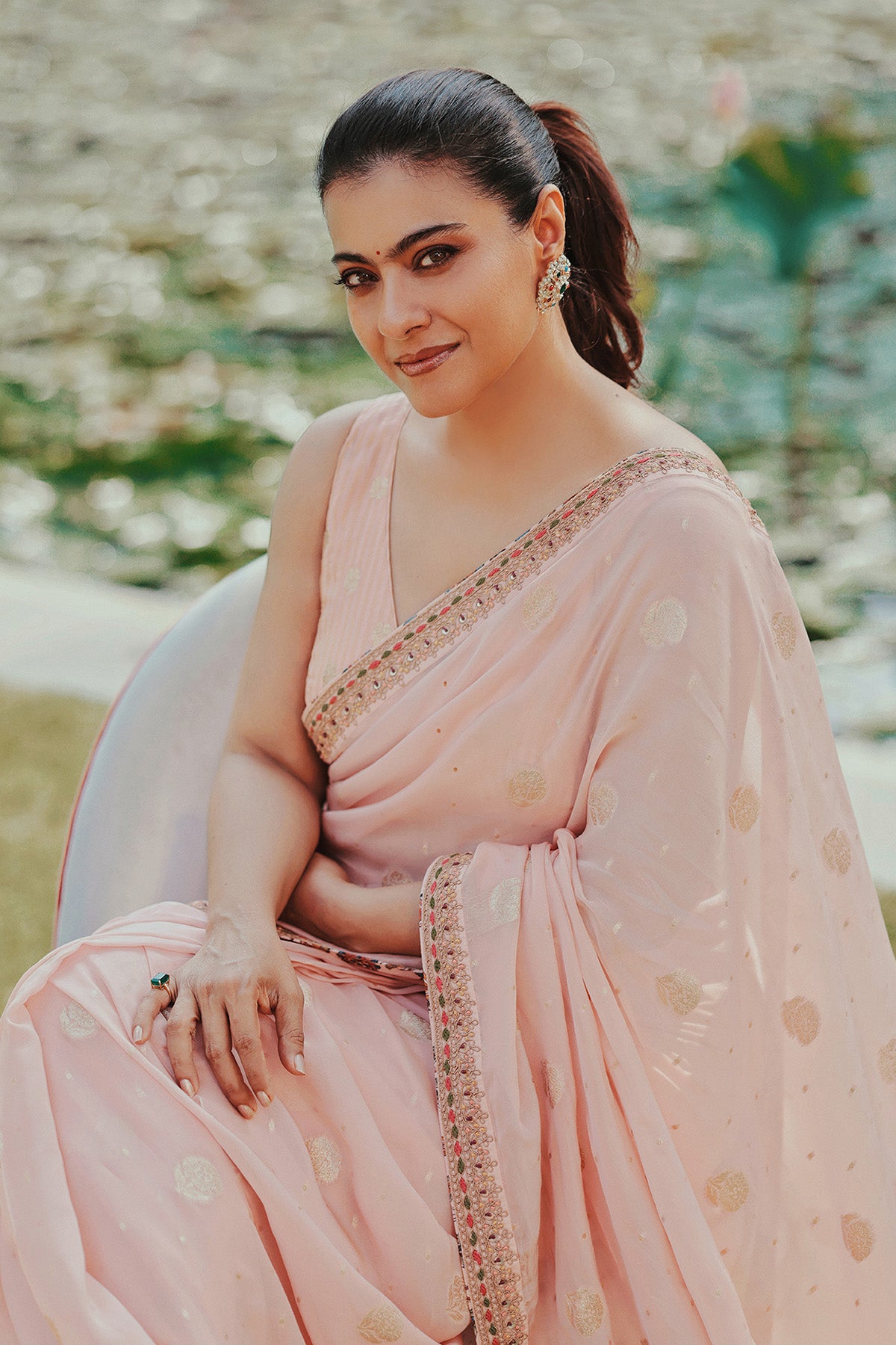 Peach & Gold Organza Saree