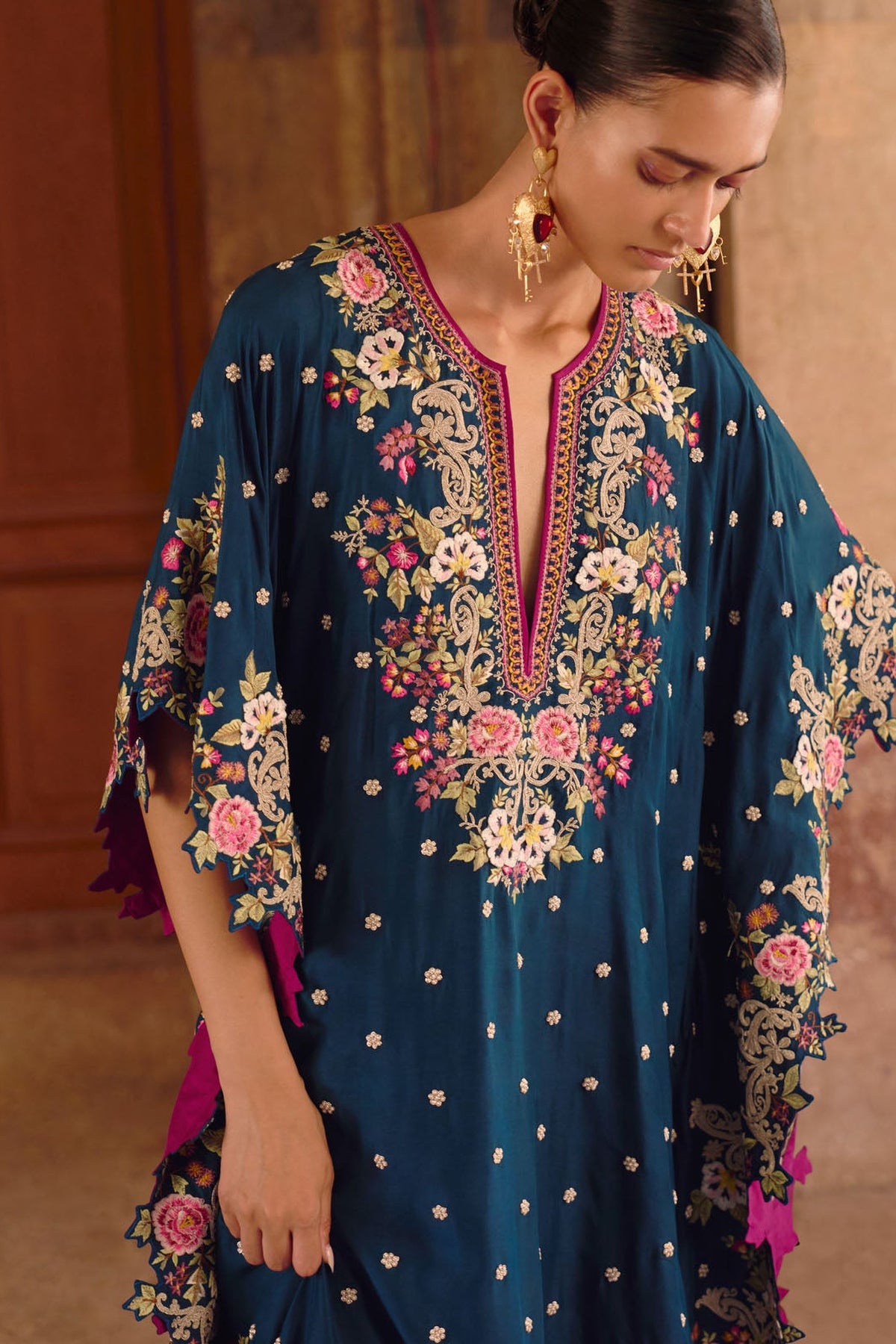 Peacock Blue Umang Chitta Kaftan Set