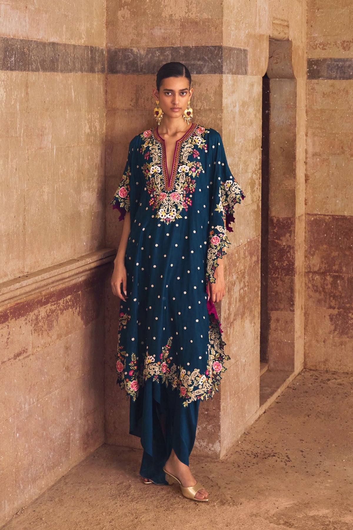 Peacock Blue Umang Chitta Kaftan Set