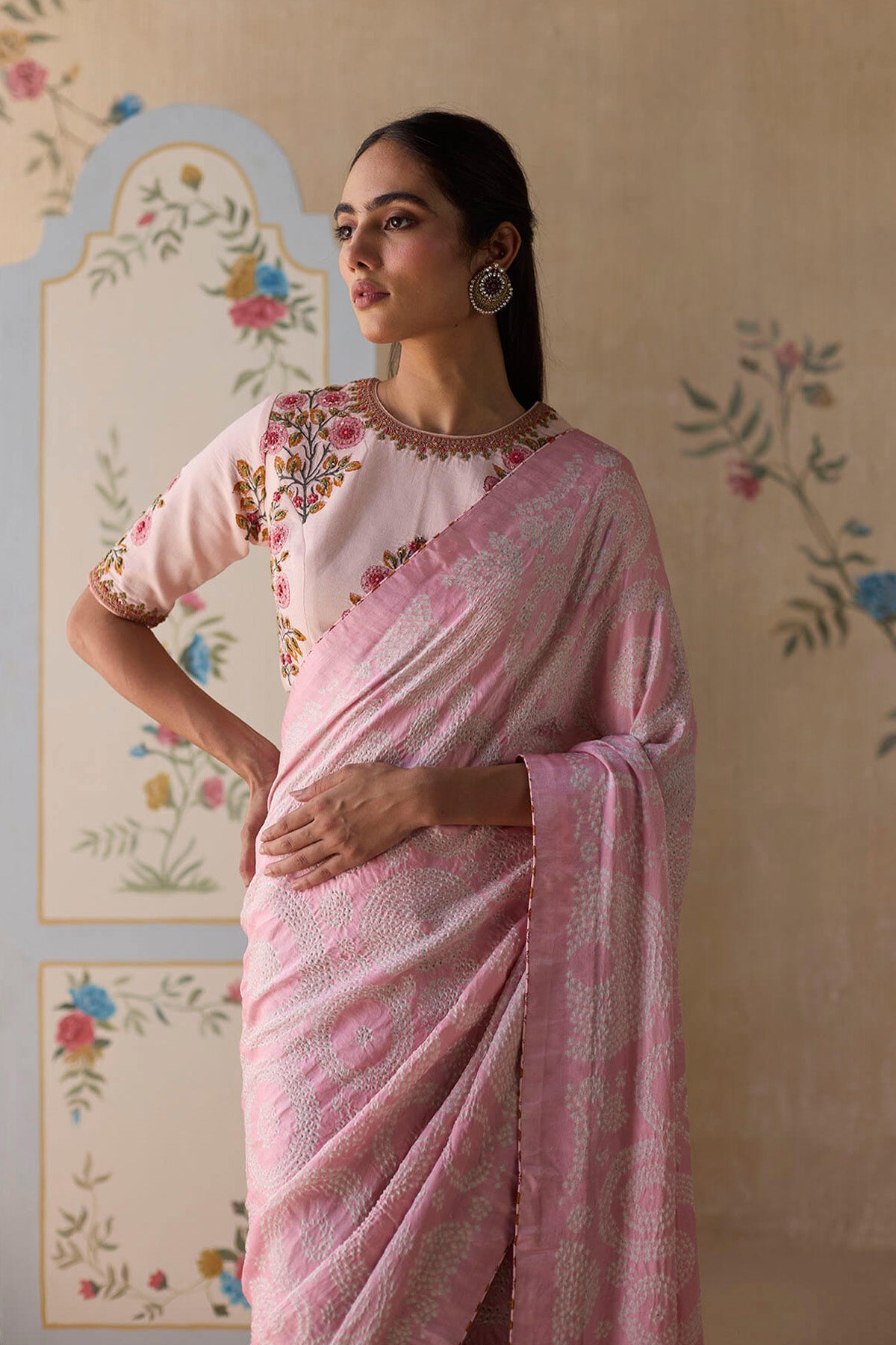 Pink Bandhani Saree