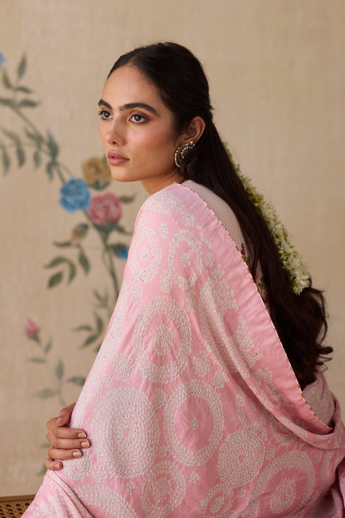 Pink Bandhani Saree
