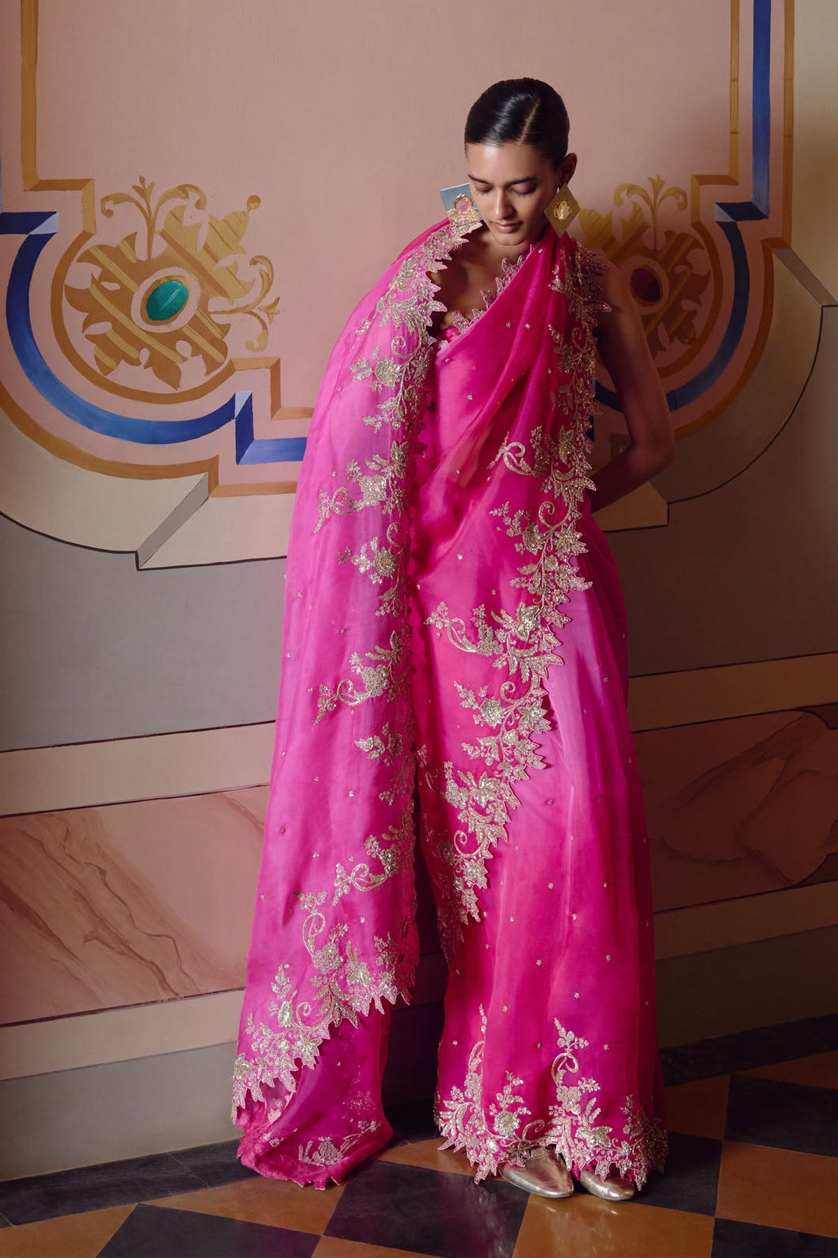 Pink Ombre Advika Saree Set