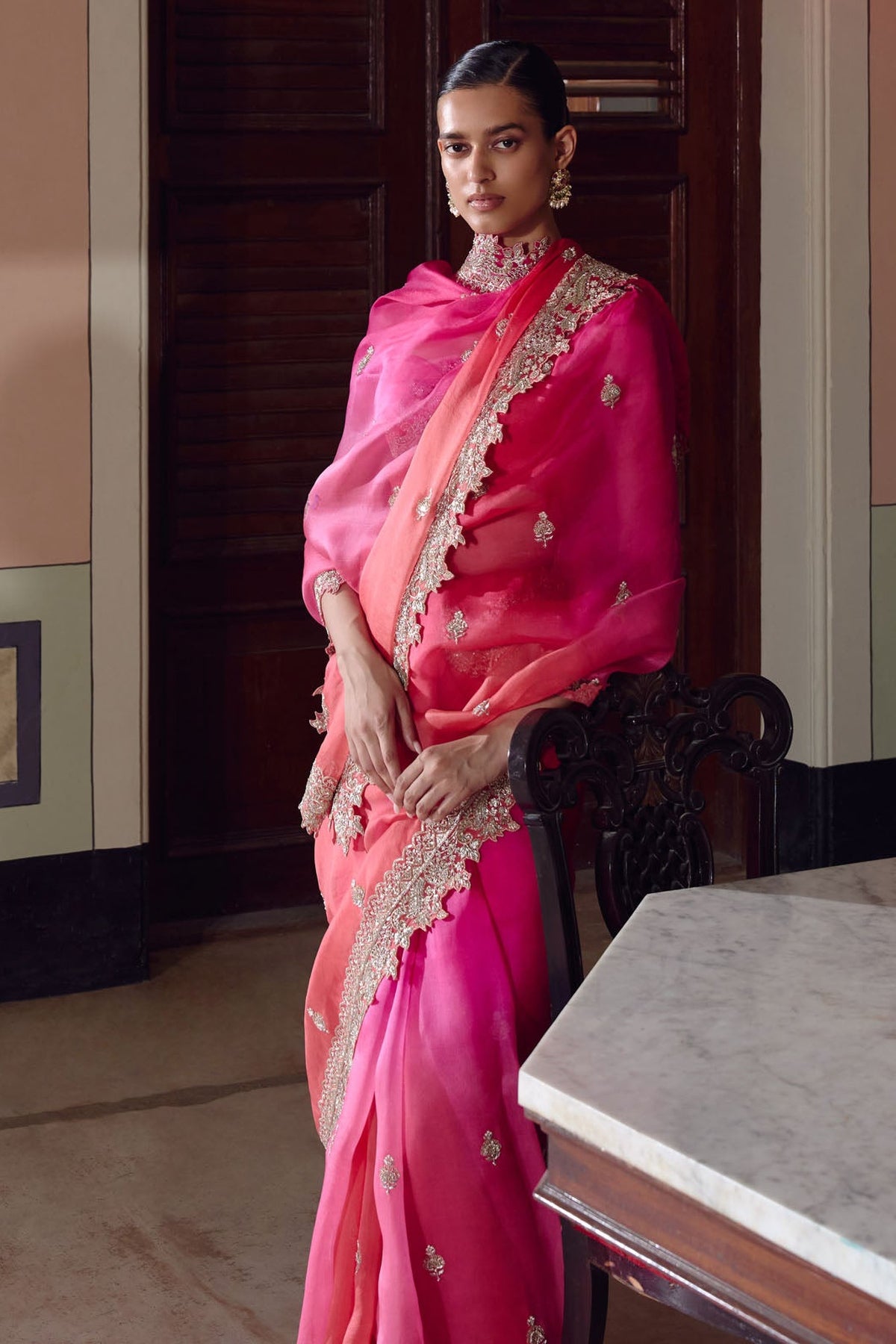 Pink Ombre Advika Saree Set