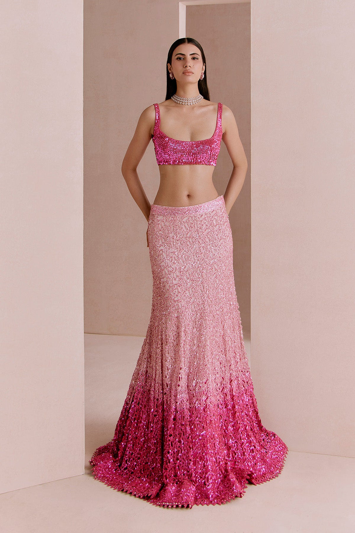pink ombre cutwork fishcut set