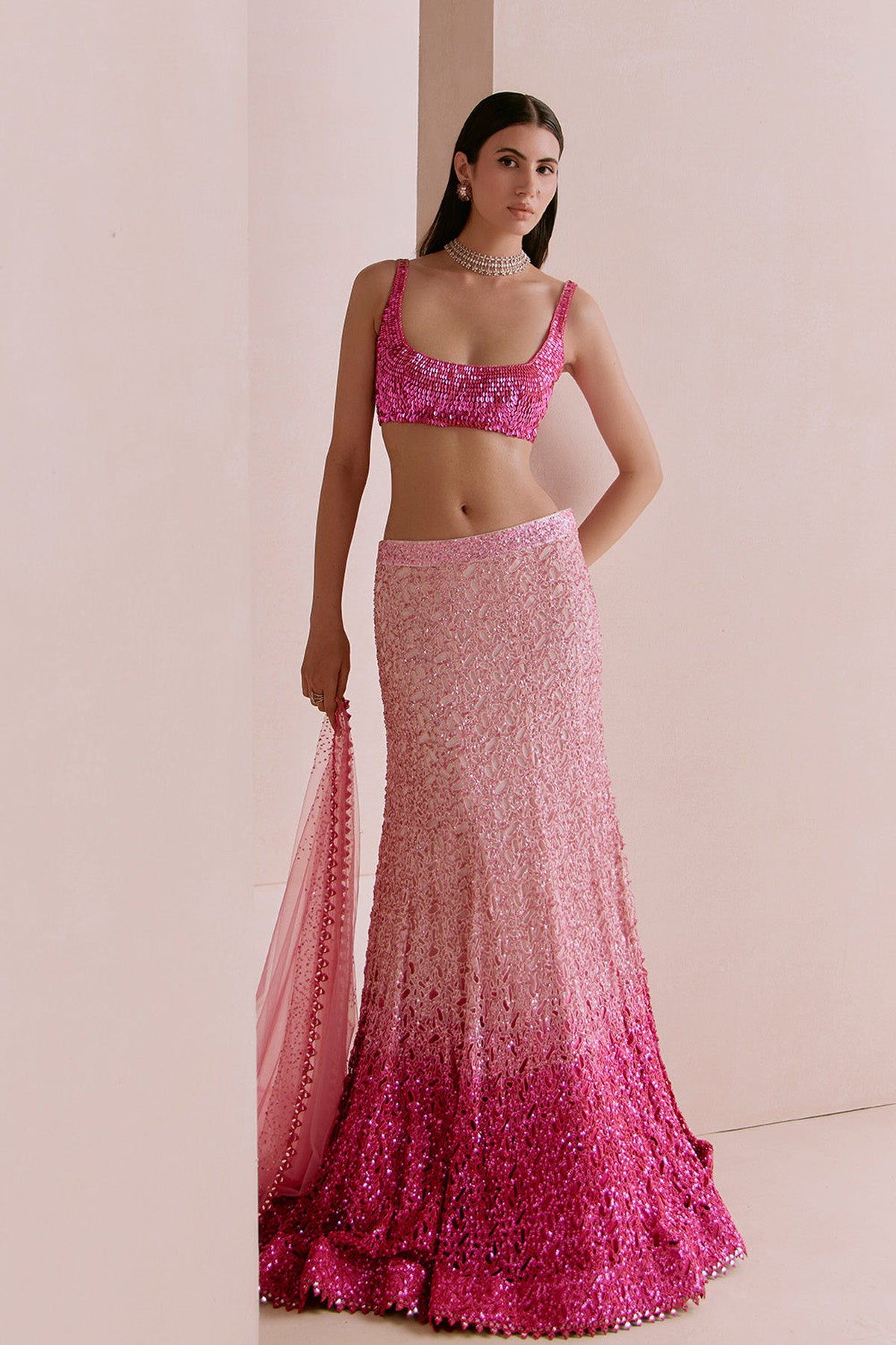 pink ombre cutwork fishcut set