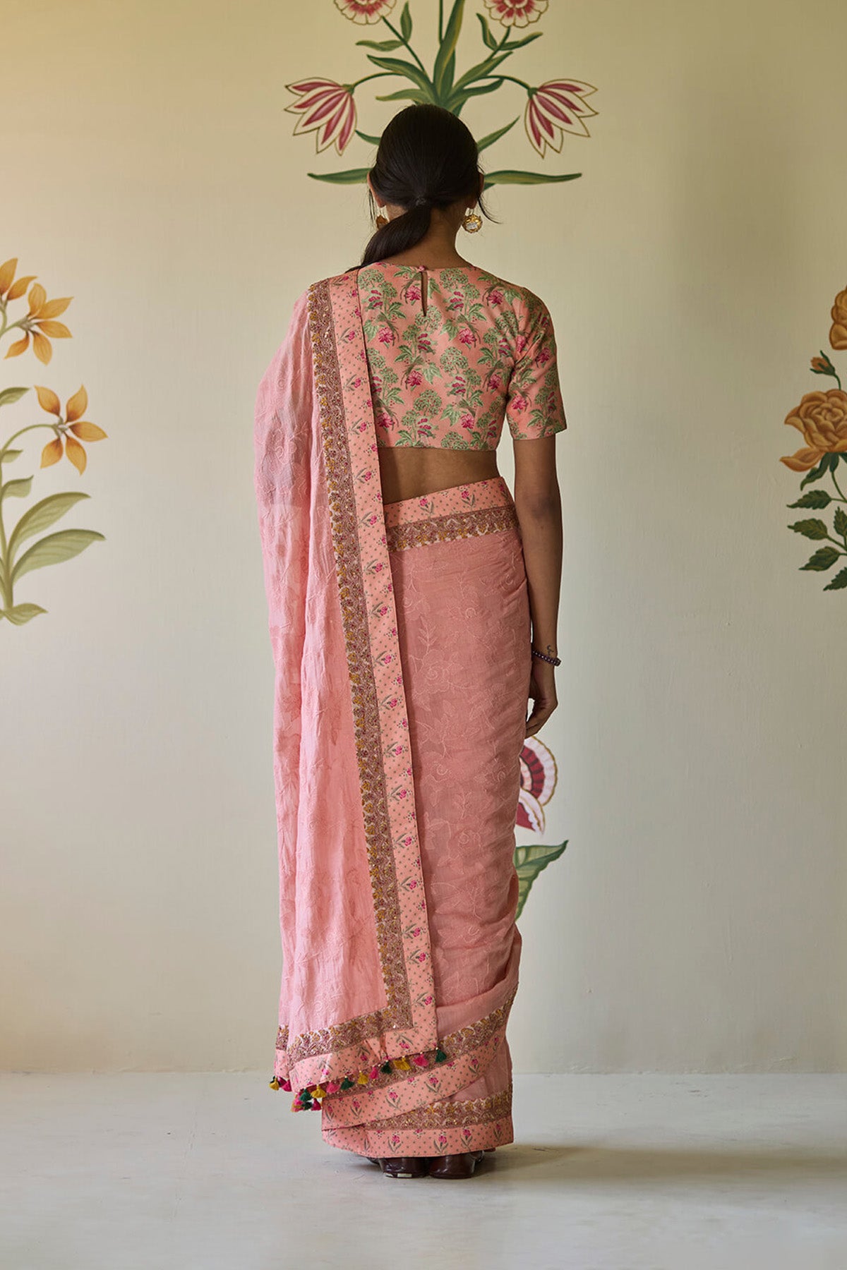 Pink Threadwork Saree