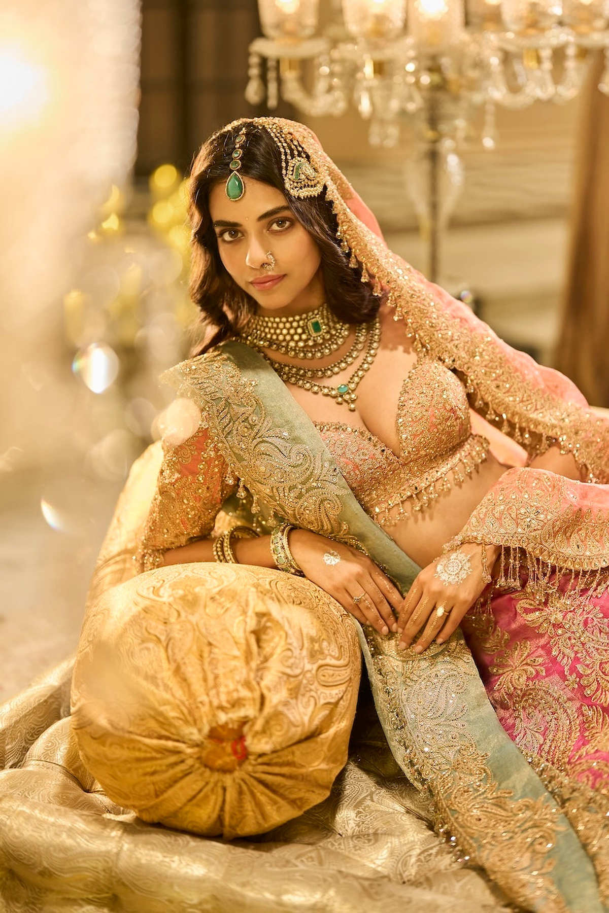 Pink Tissue Lehenga Set
