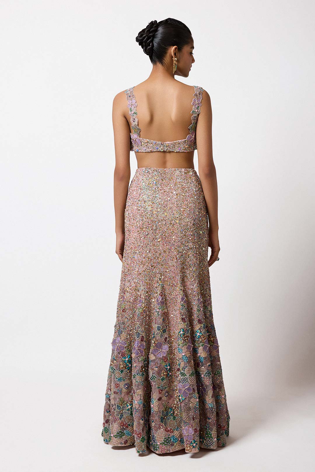 Belladee - Pink Tulle Fish Tail Lehenga Set - Ready To Ship