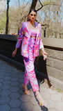 LIVING CORAL- LILAC AND HOT PINK SEQUIN PRINTED PANT SUIT SET