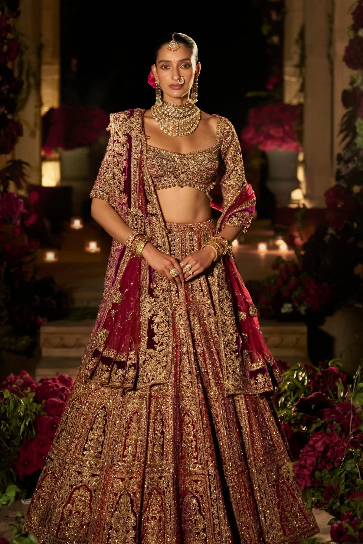 Plum & Maroon Zardosi Lehenga Set