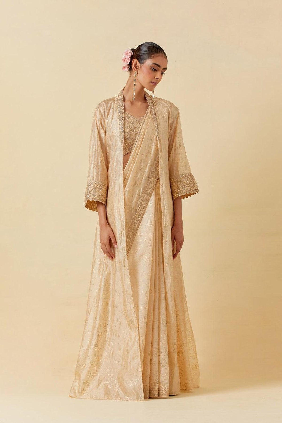 Buttercup Saree Paired With Blouse & Cape