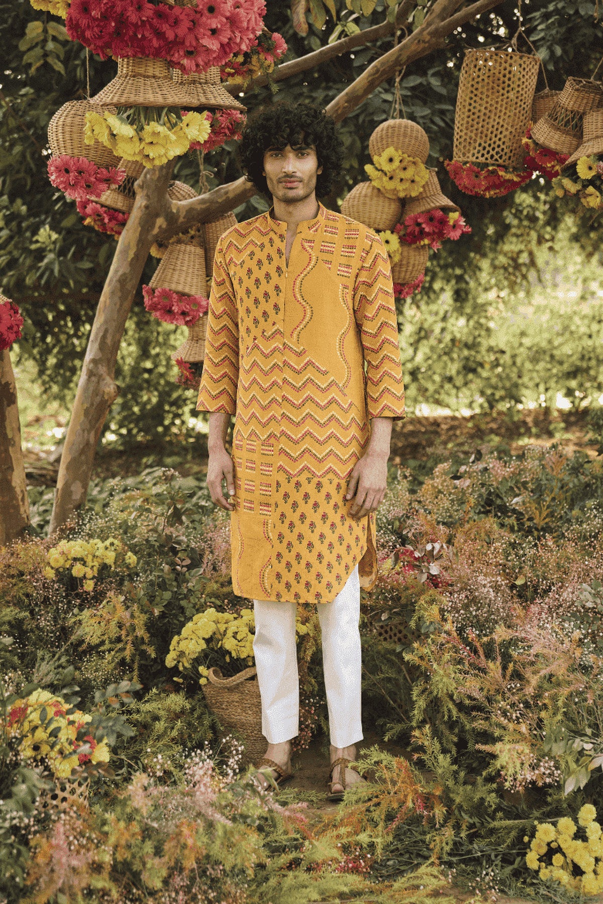 Mustard Printed Kurta Set
