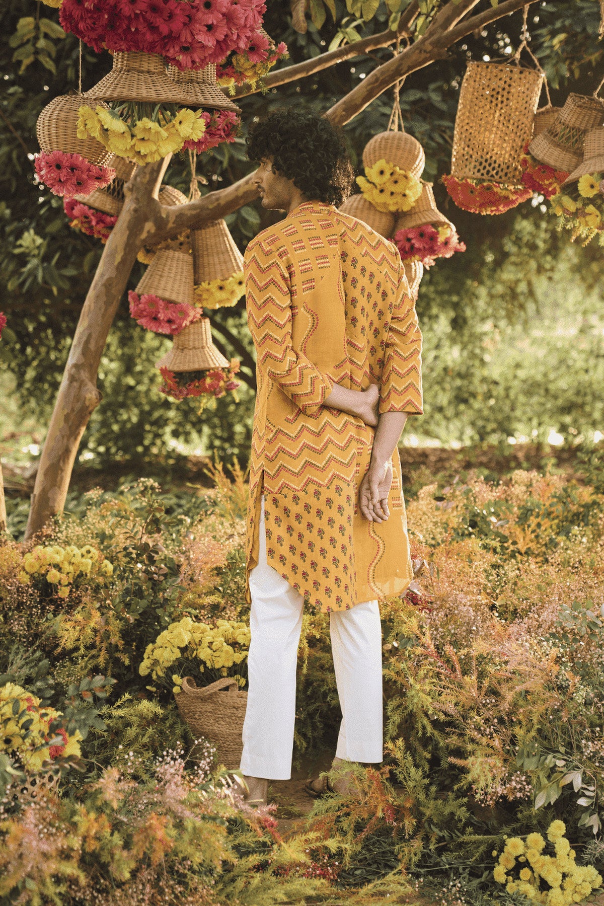 Mustard Printed Kurta Set