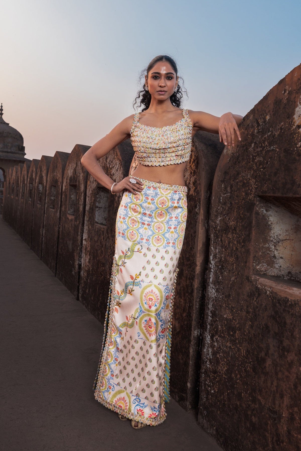 Buttercup Printed Crop Top Skirt Set