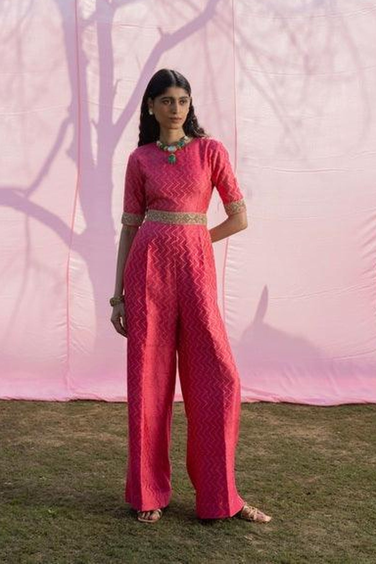 Moonga Banarasi Silk Jump Suit