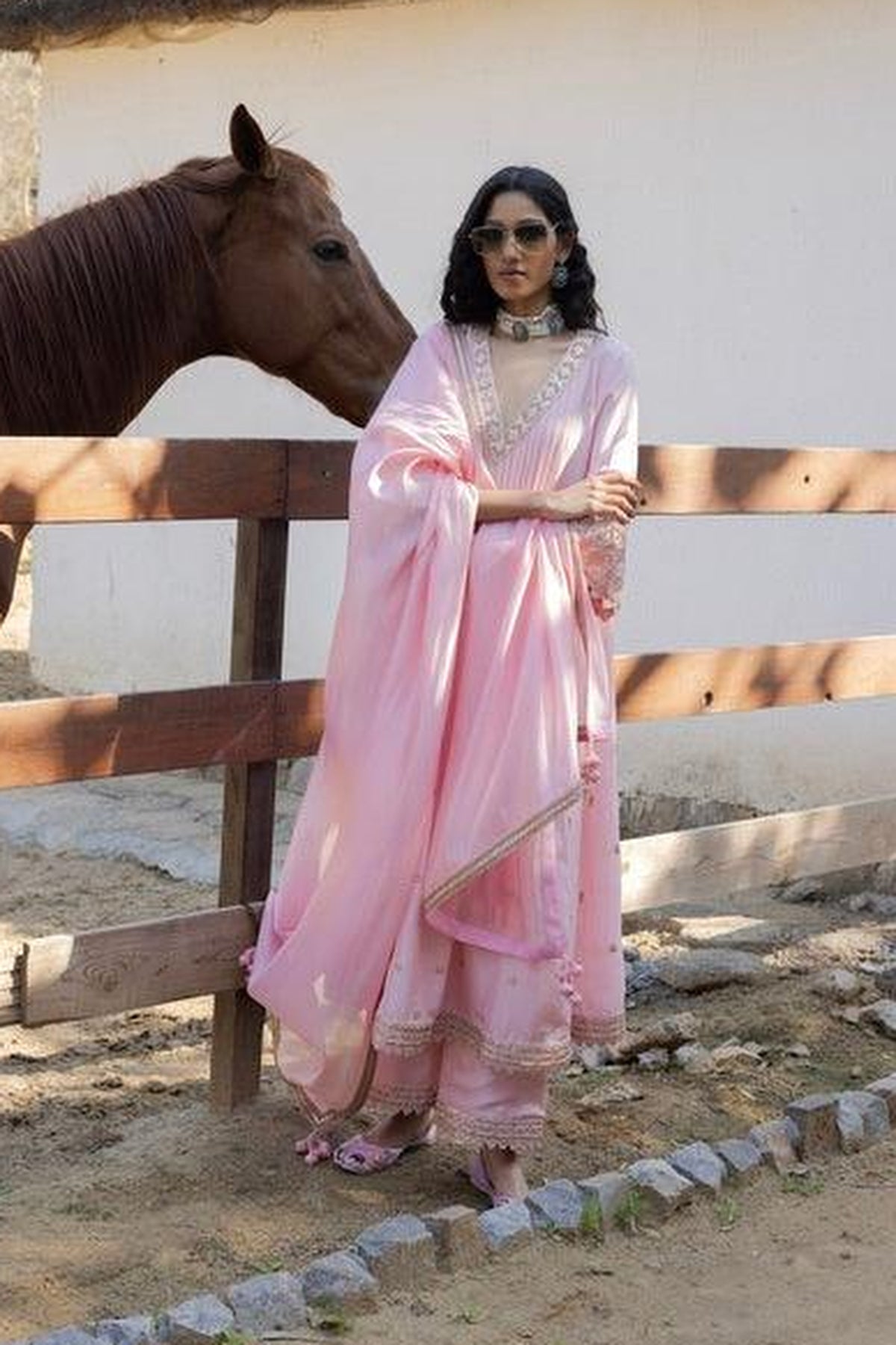 Masoom Gulaabi Alia Choga Set