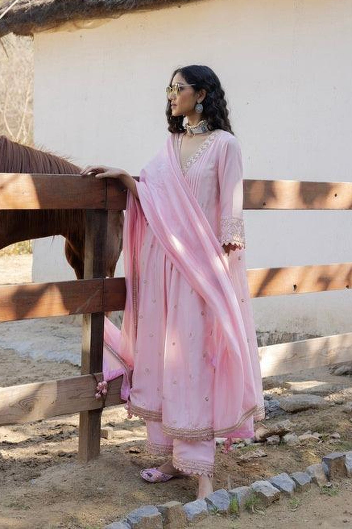Masoom Gulaabi Alia Choga Set