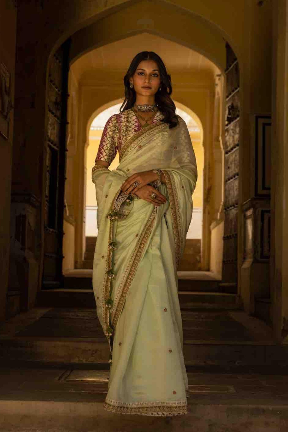 Mint Organza Silk Saree