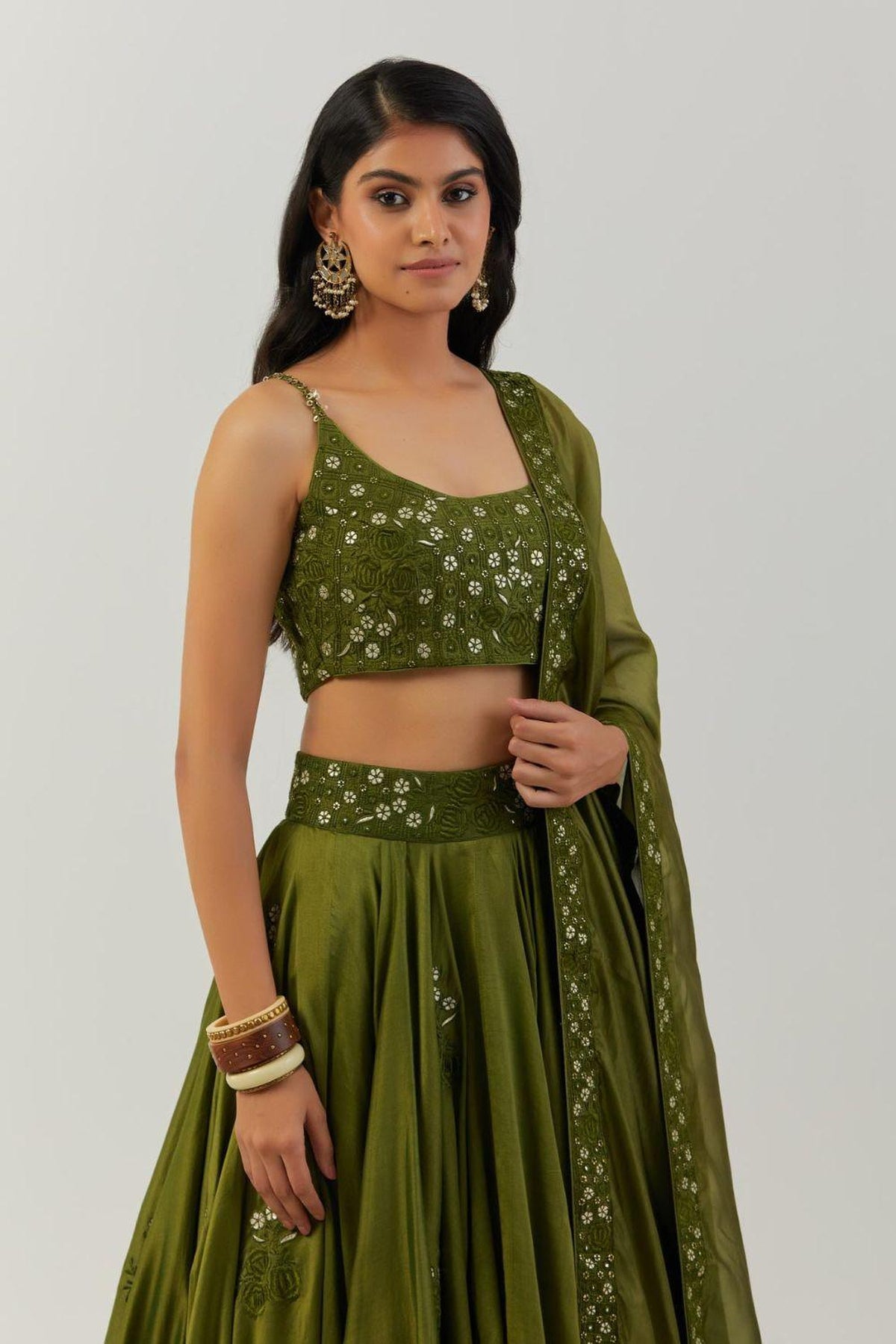 Olive Green Lehenga Set