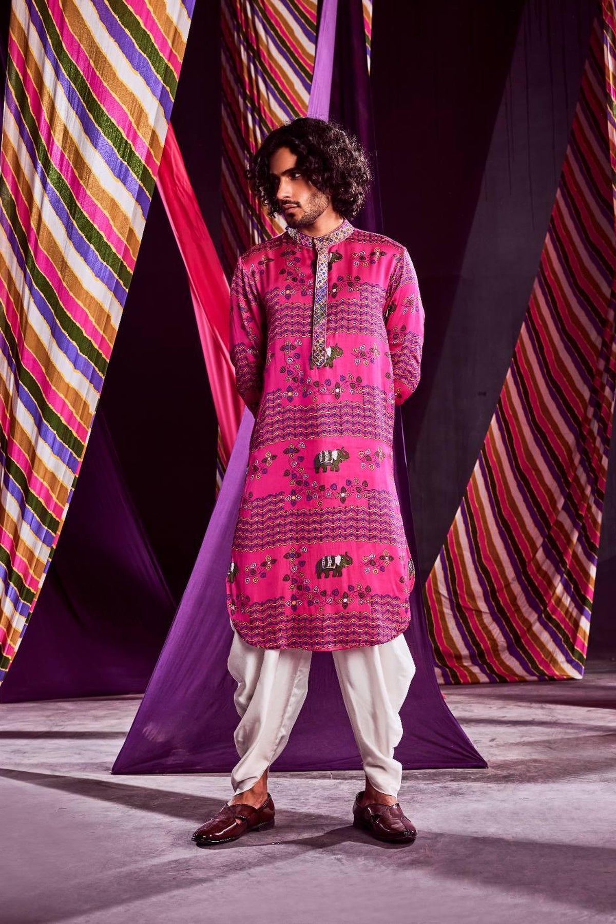 Pink Printed Kurta With Pants