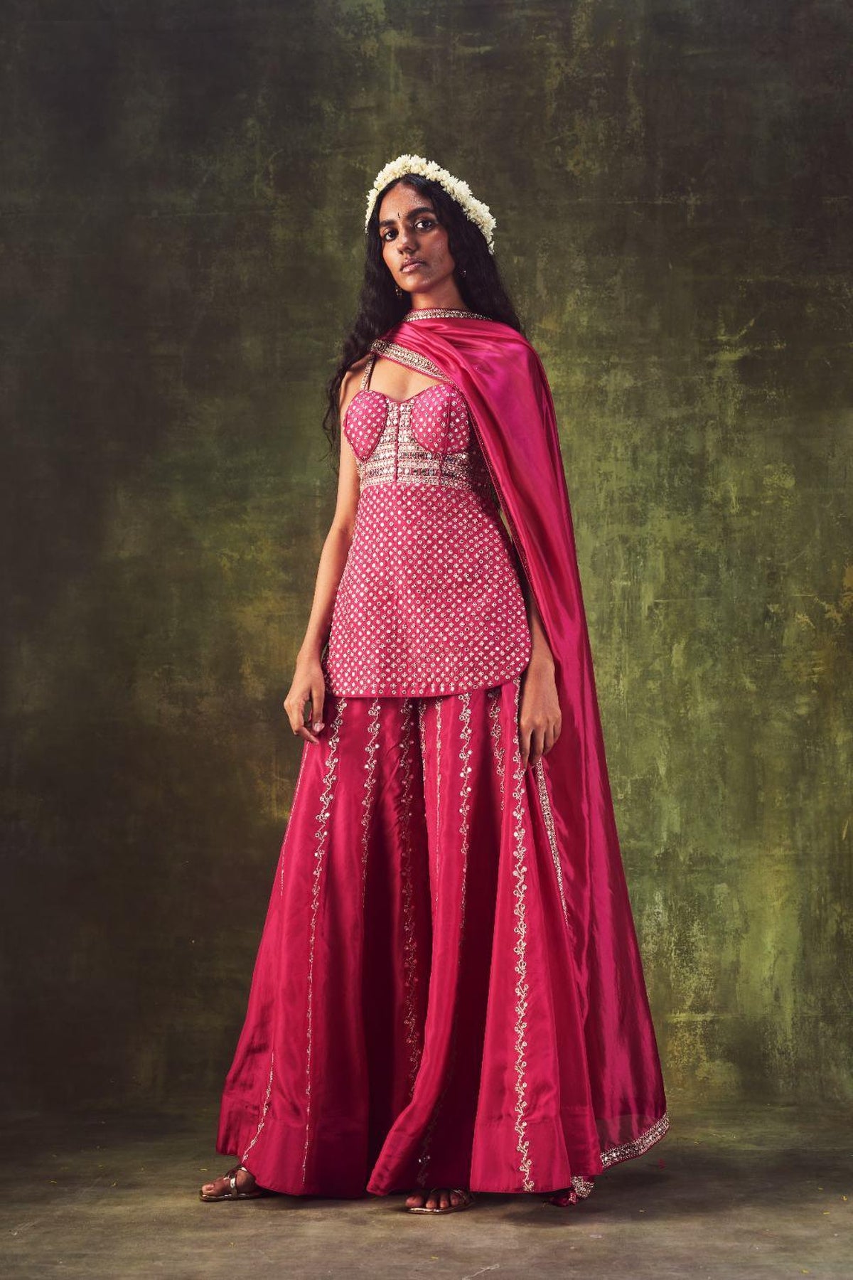 Rani Pink Kurti With Sharara Set