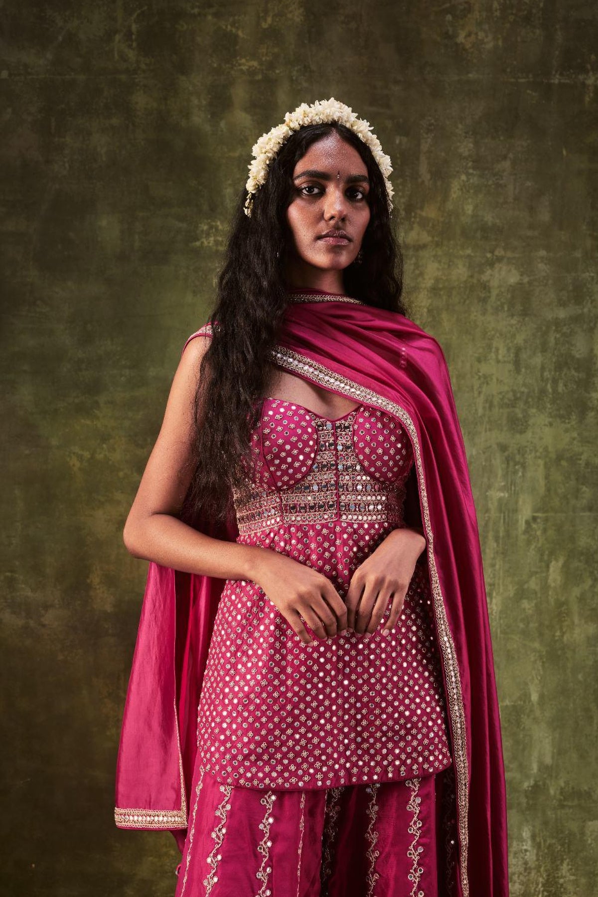 Rani Pink Kurti With Sharara Set