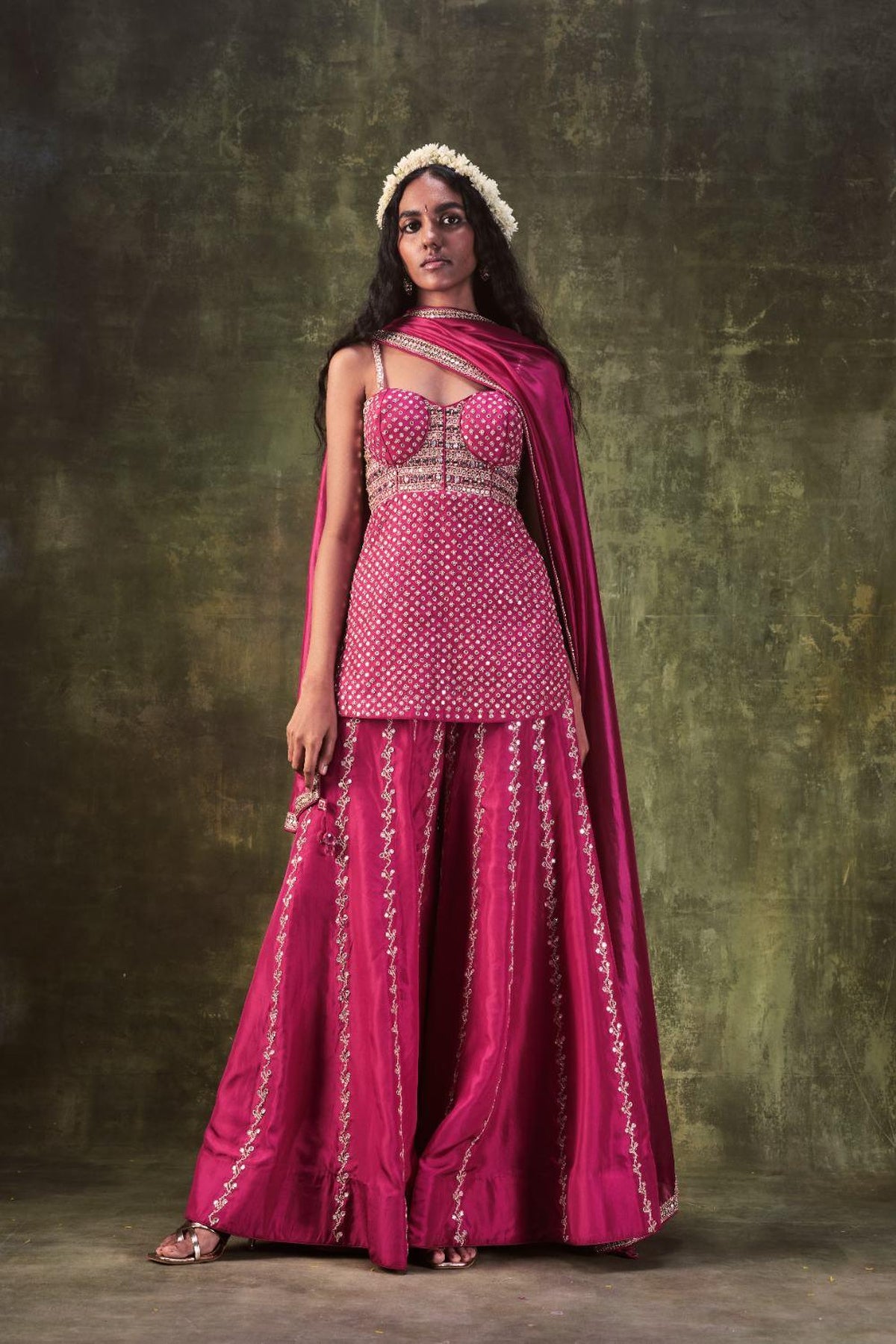 Rani Pink Kurti With Sharara Set